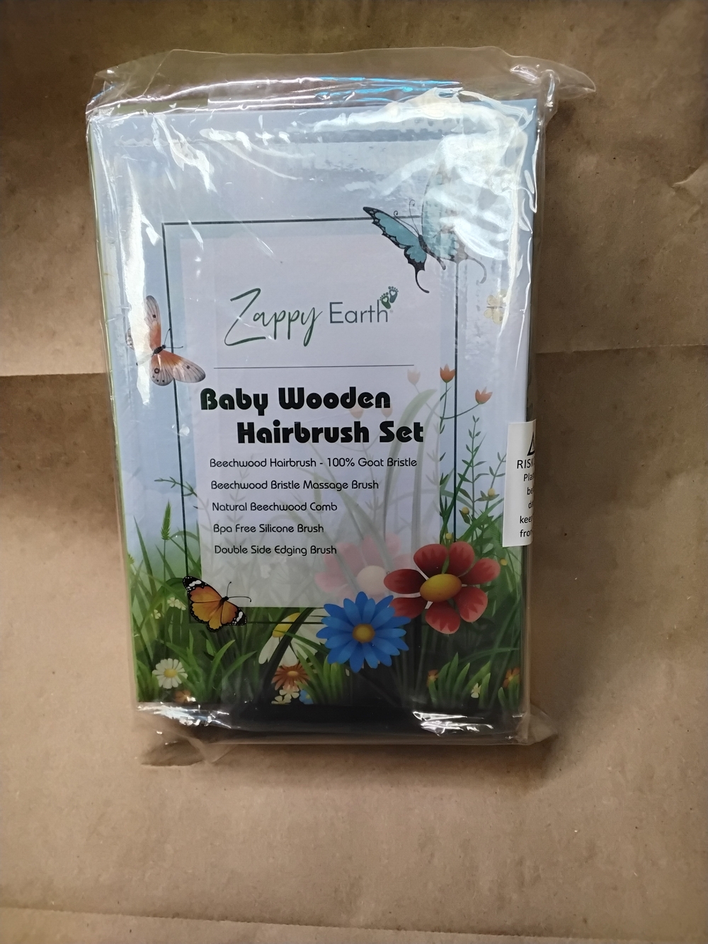 Zappy Earth Baby Wooden Hairbrush 5 Pieces Set New Sealed Bag